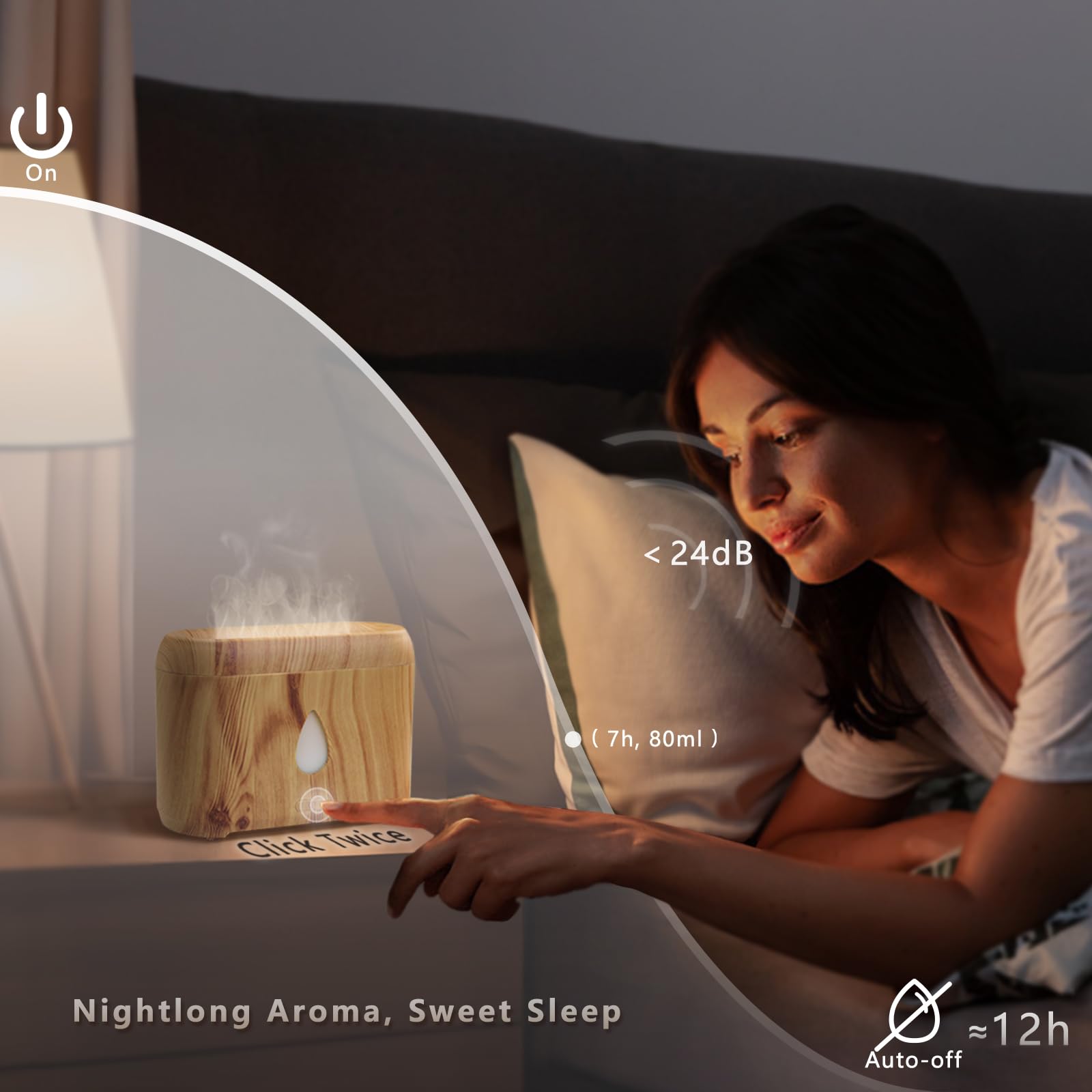 Phimuezl quiet diffuser operates under 24 dB for peaceful sleep