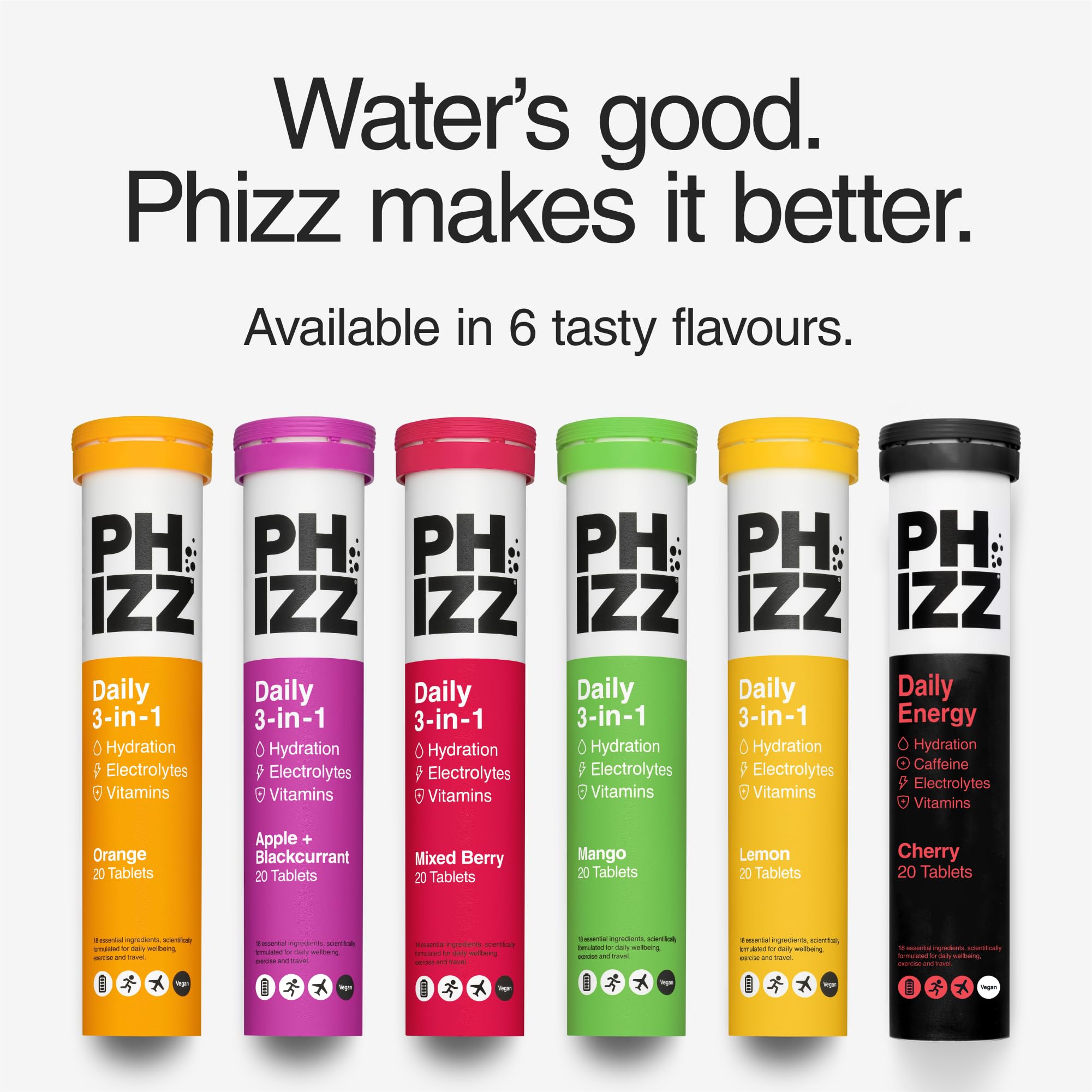 Phizz recyclable packaging emphasized for eco friendly hydration.
