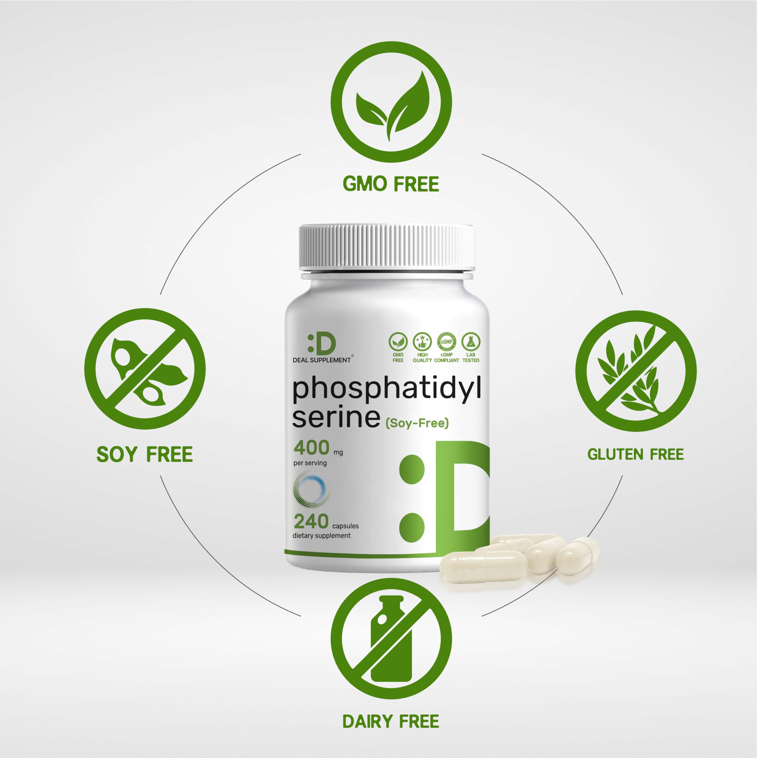 Phosphatidylserine supplement derived from soy-free sunflower lecithin source
