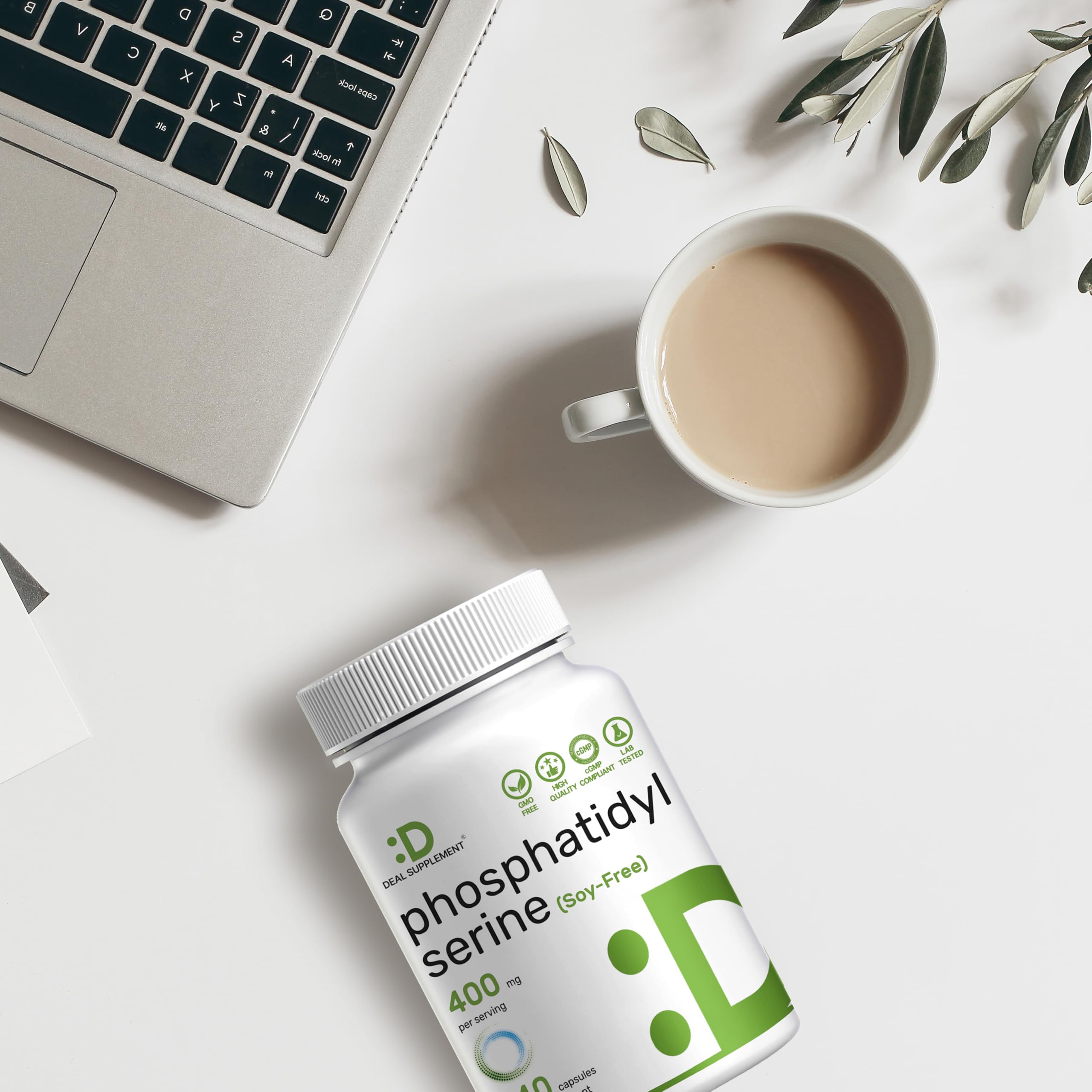 Phosphatidylserine supplement inside bottle ready for daily use