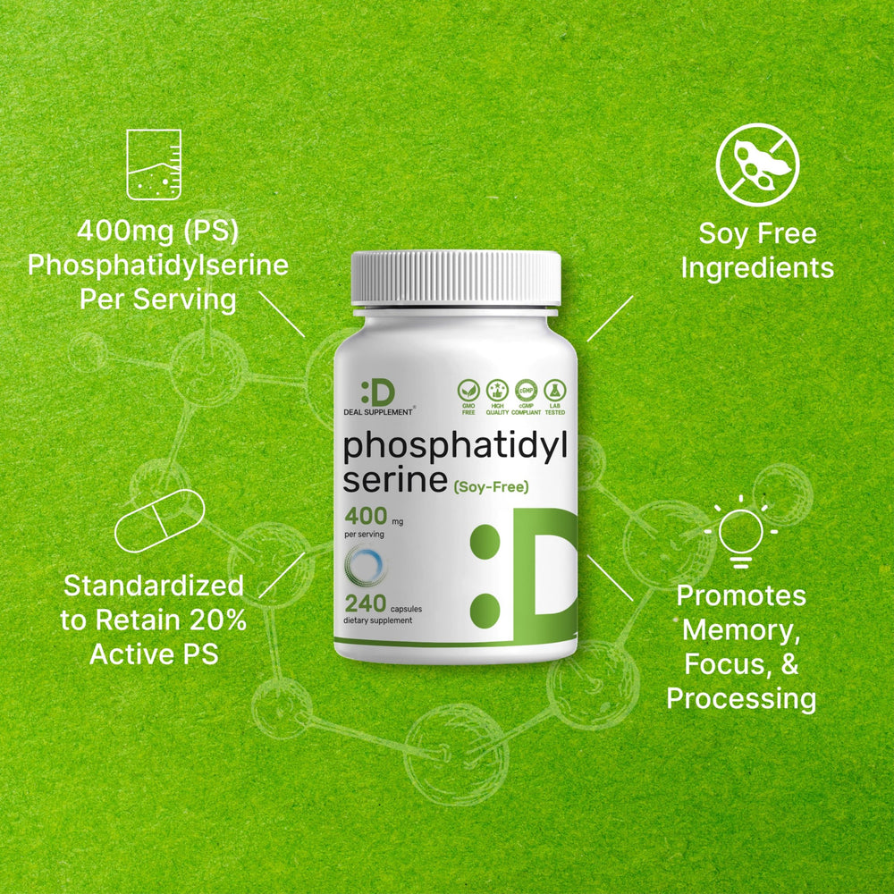 Phosphatidylserine supplement serving size panel and 400 mg dose