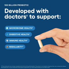 Physician's CHOICE 100 Billion label detail highlights 16 strains and prebiotics