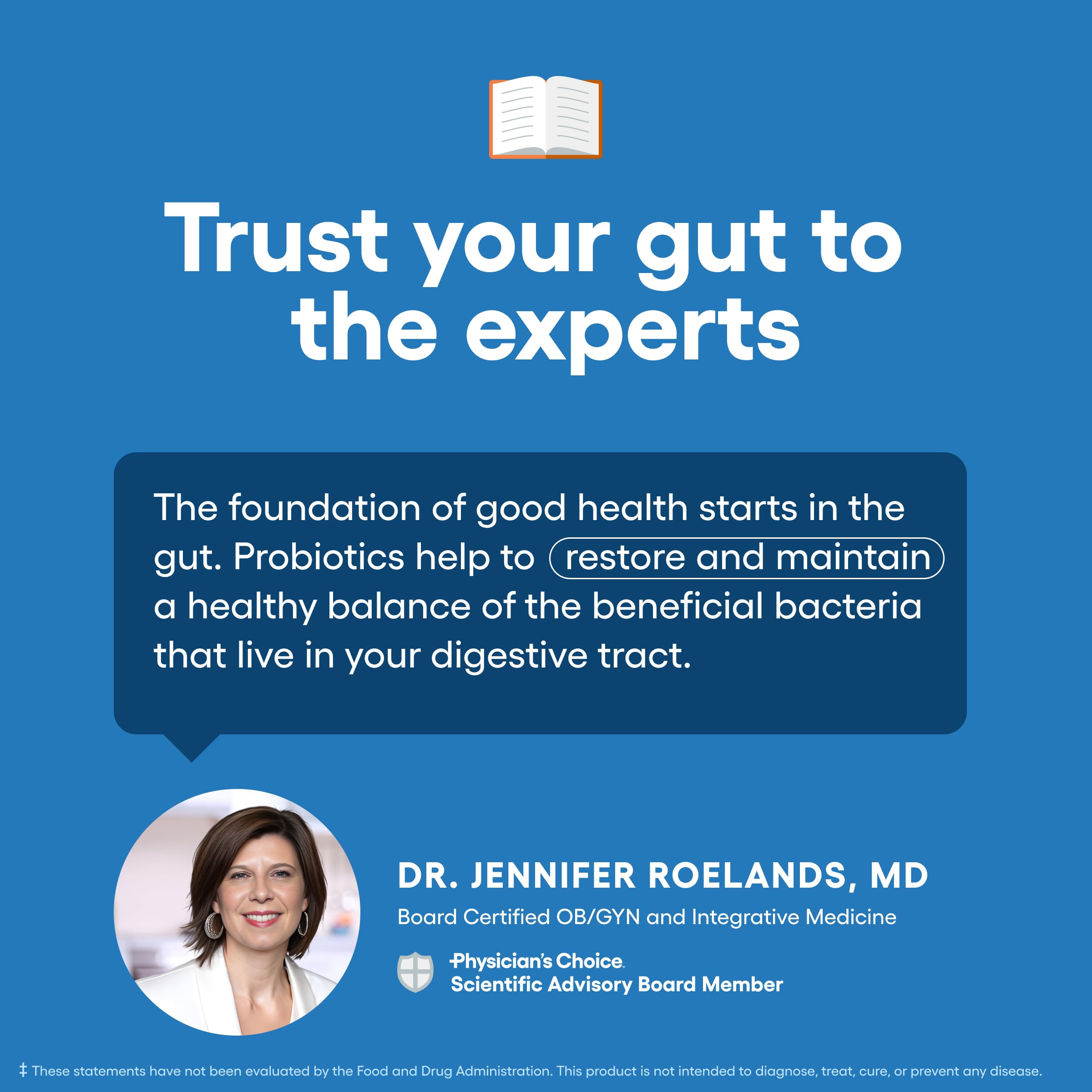 Physician's CHOICE 100 Billion organic-prebiotics icon signals natural ingredients
