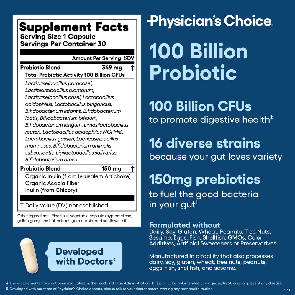 Physician's CHOICE 100 Billion shelf-stable packaging supports ready-to-use routine