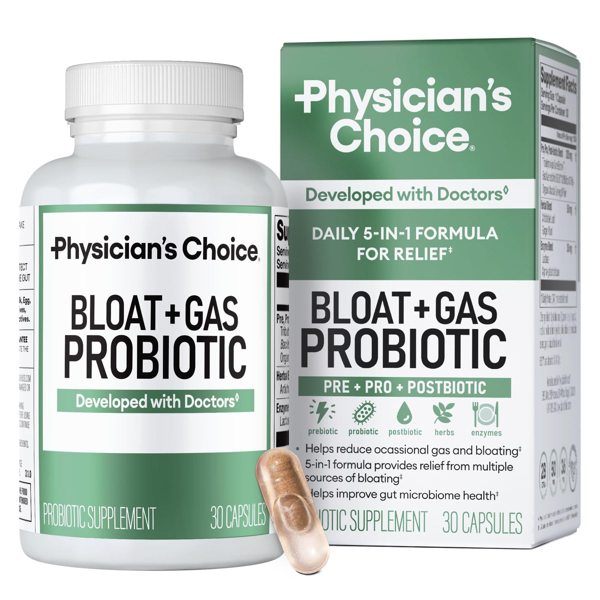 Physician's CHOICE 5-in-1 bottle supports daily digestion and comfort