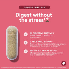 Pouring Physician's CHOICE Digestive Enzymes into a glass during a meal