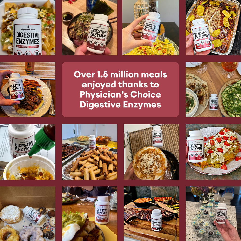 Physician's CHOICE Digestive Enzymes packaging varies while formulation remains the same.