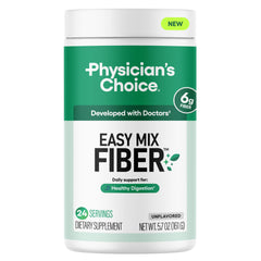 Physician's Choice Easy Mix Fiber bottle reveals daily prebiotic support for gut wellness