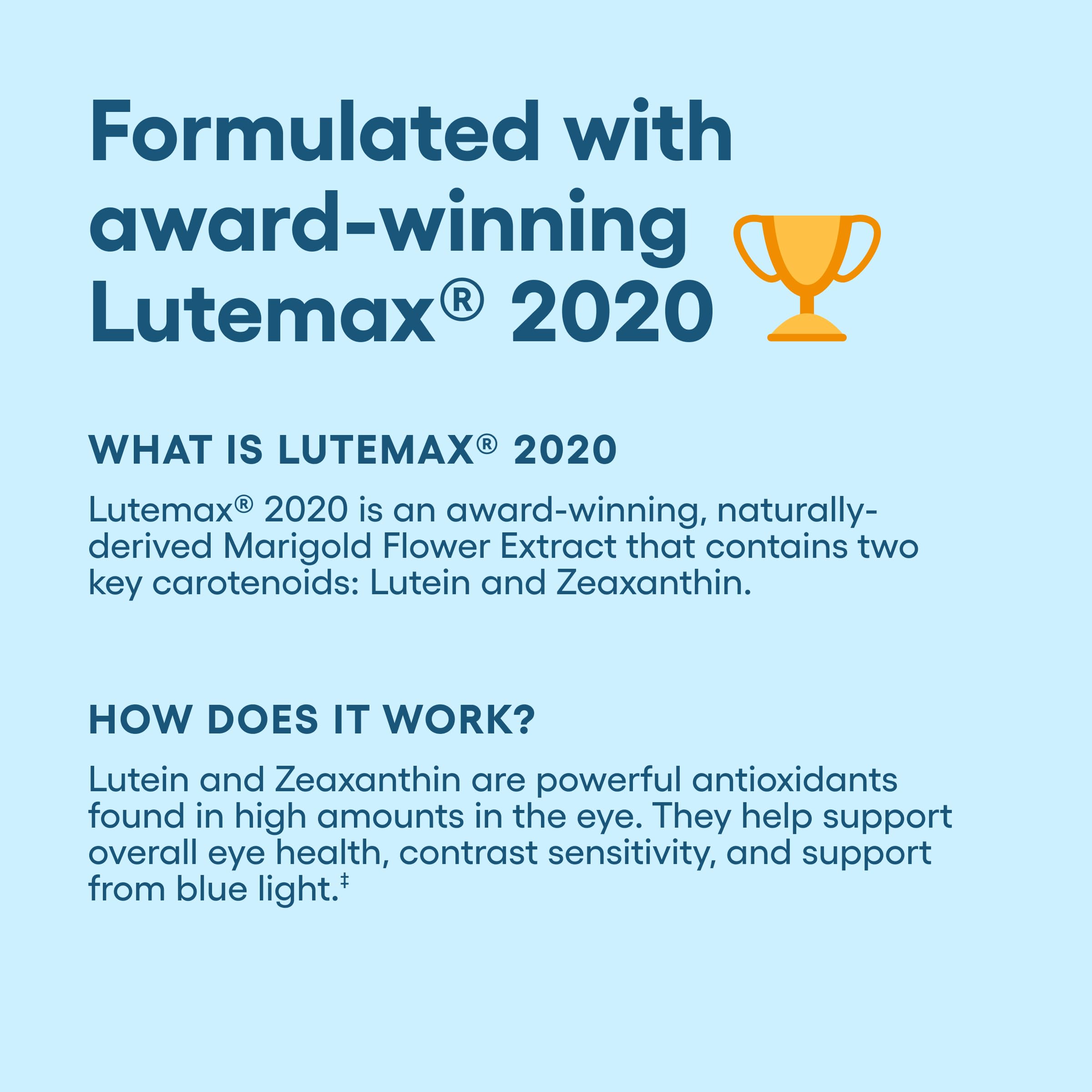 Physician's Choice Eye Health packaging highlights lutein and zeaxanthin benefits.