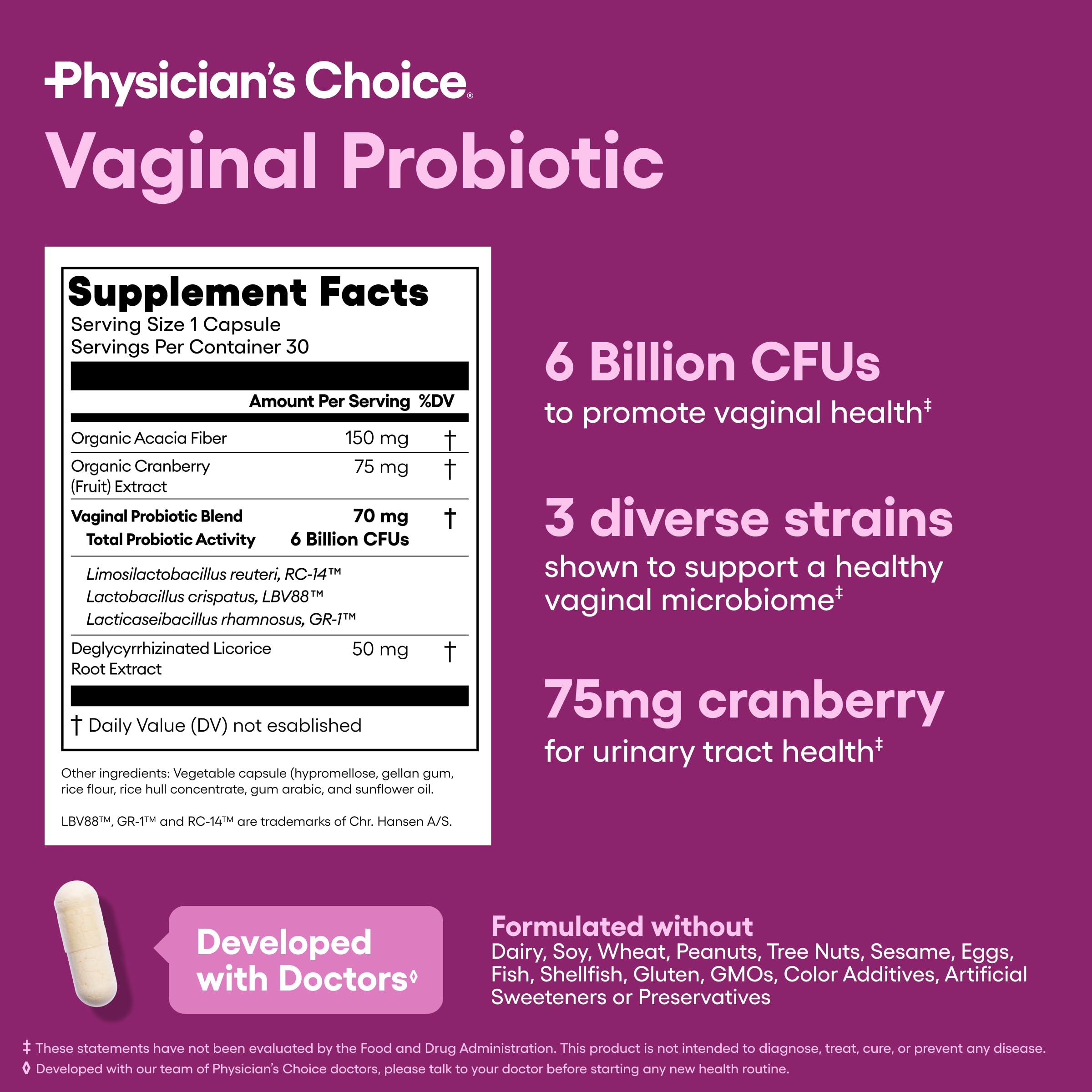 Physician's CHOICE Feminine Power Duo packaging box showcasing 3-in-1 formula.