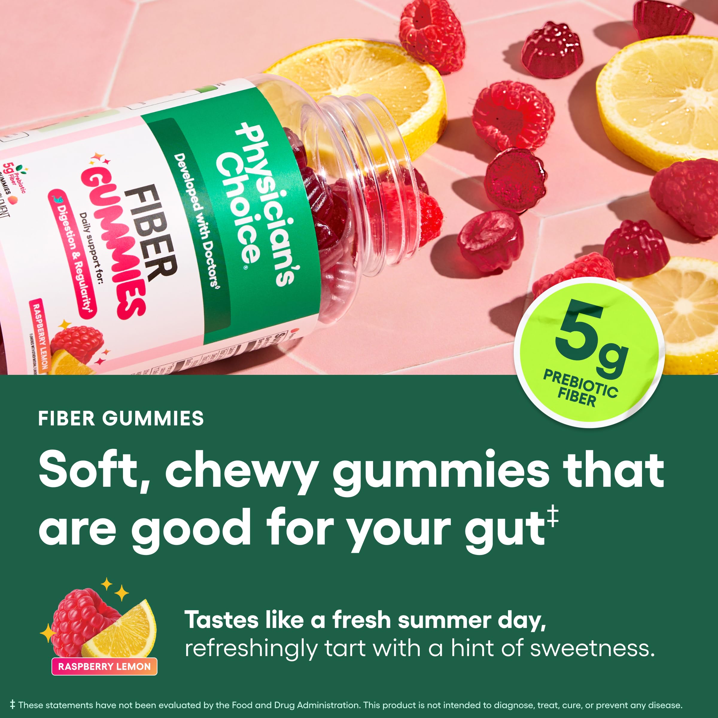 Physician’s Choice fiber gummies plant-based-ingredients suited for vegan diets.