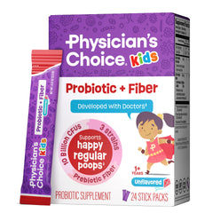 Physician's CHOICE Kids Probiotic Packets box shown for daily gut support.