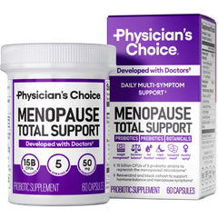 Physician's CHOICE menopause probiotic bottle front — supports hormonal balance and gut comfort.
