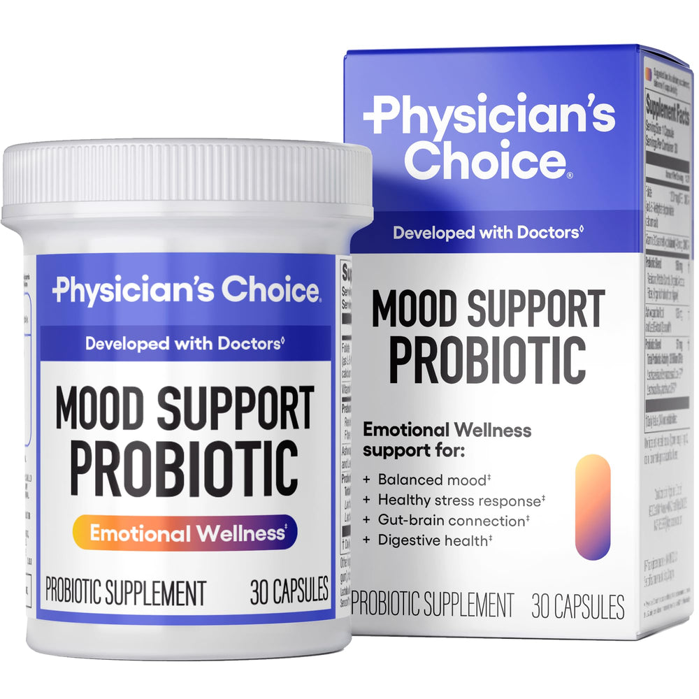 Physician's CHOICE Mood Probiotic bottle for daily use supports mood and gut health