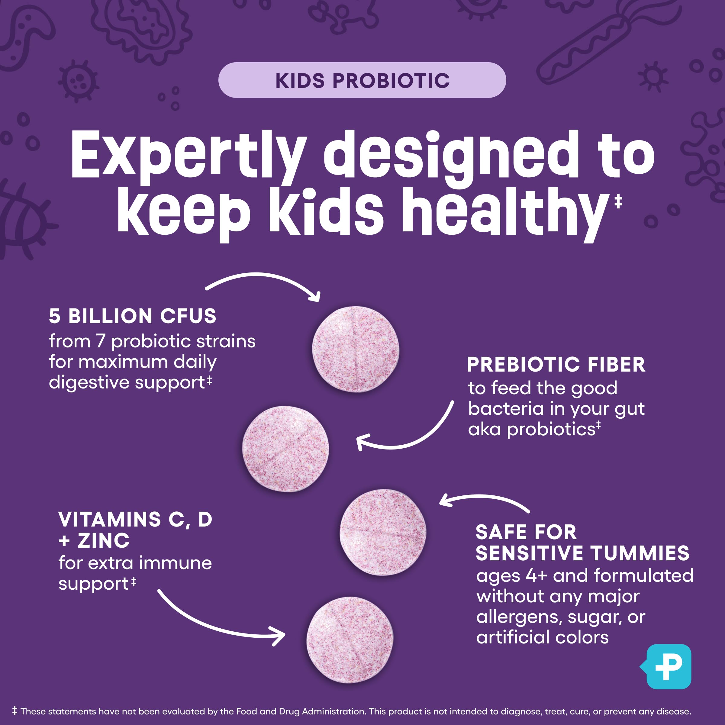 Physician's Choice berry-flavored probiotic with no artificial dyes or added sugars.