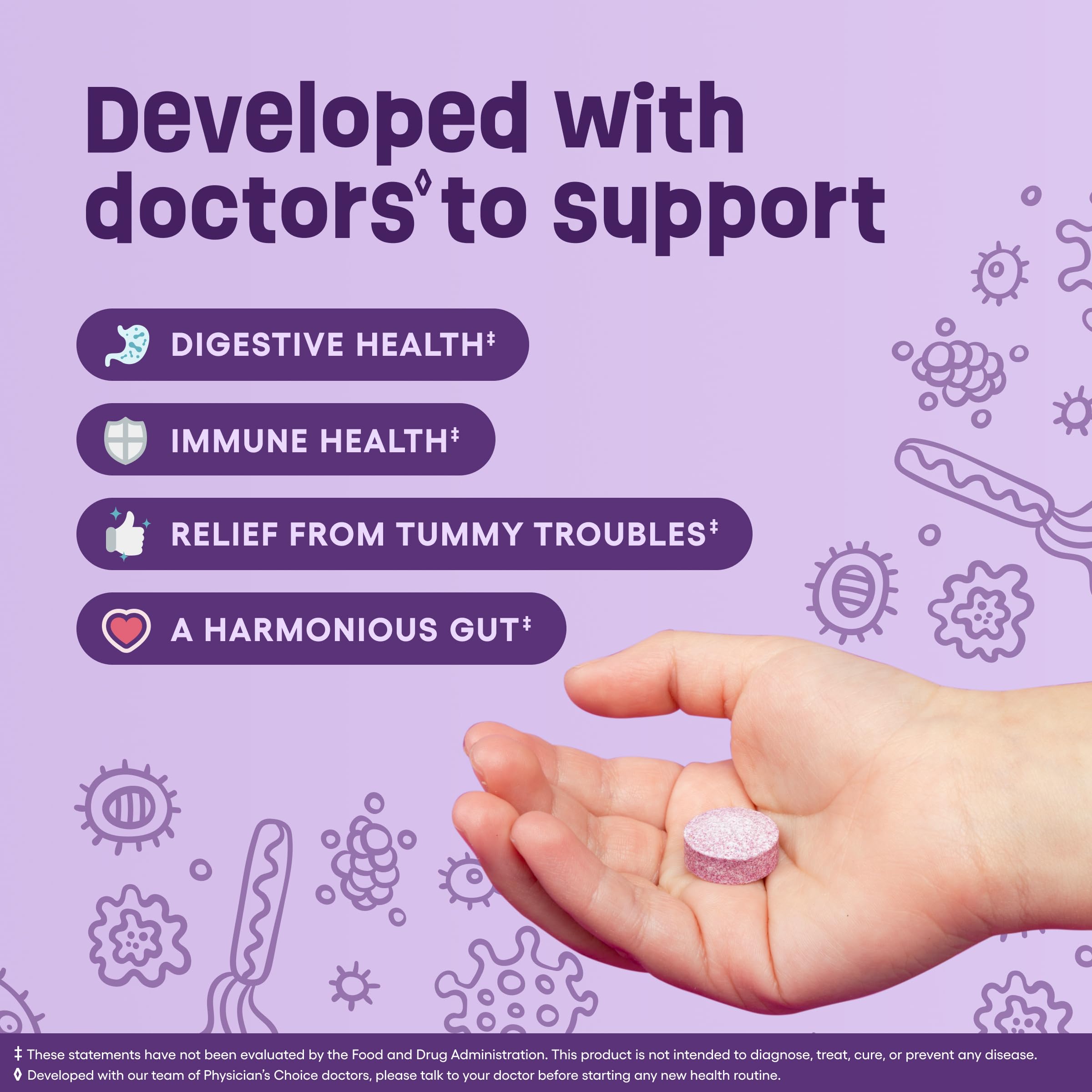 Berry-flavored chewable tablet from Physician's CHOICE Probiotics for Kids