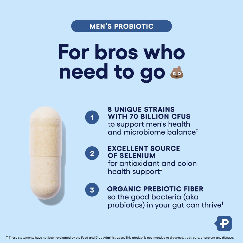 Physician's Choice Probiotics for Men label highlights 70B CFU and 8 strains.