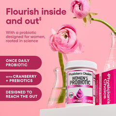 Physician's Choice probiotic capsules inside bottle ready for daily use