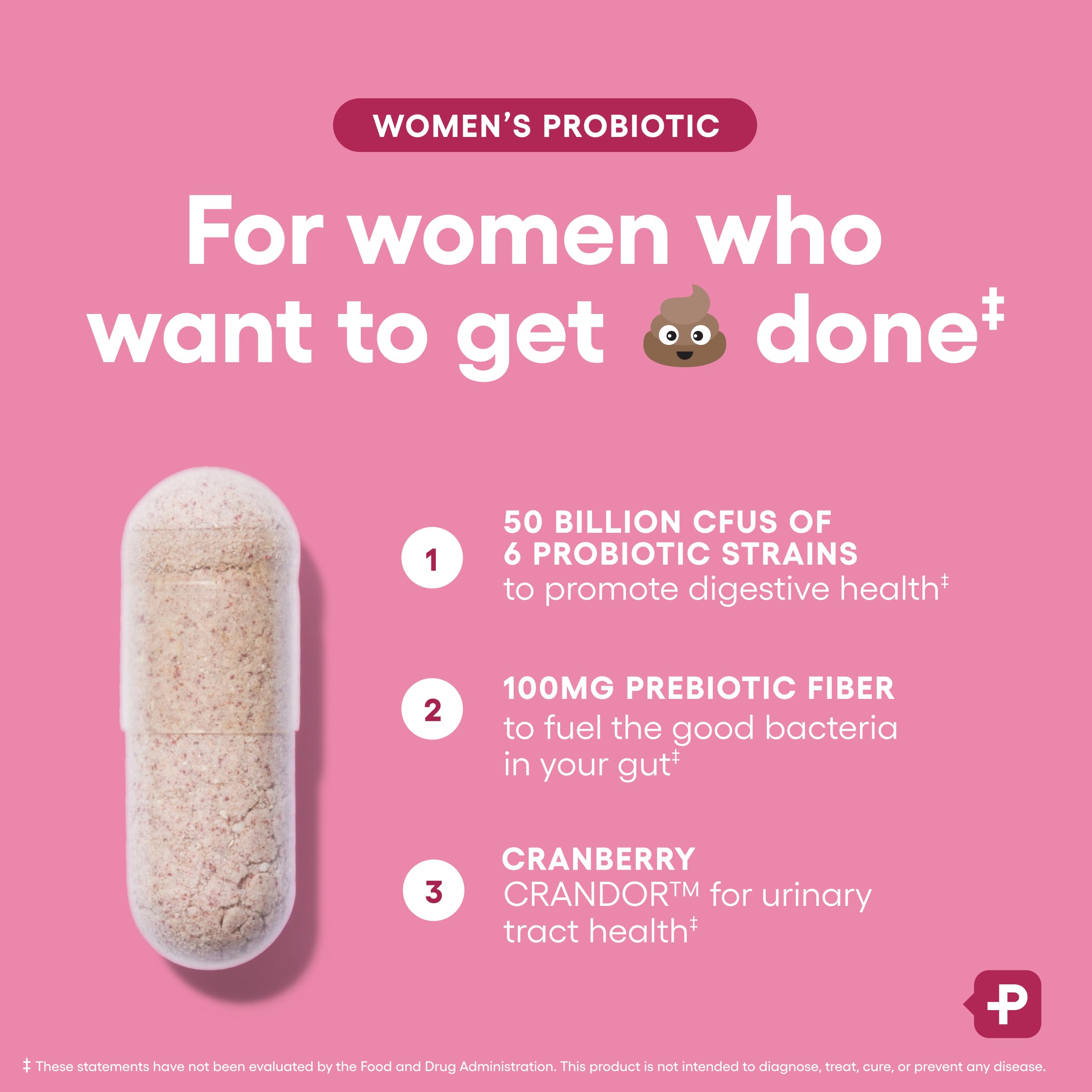Physician's Choice Probiotics for Women organic prebiotics in action with capsules.