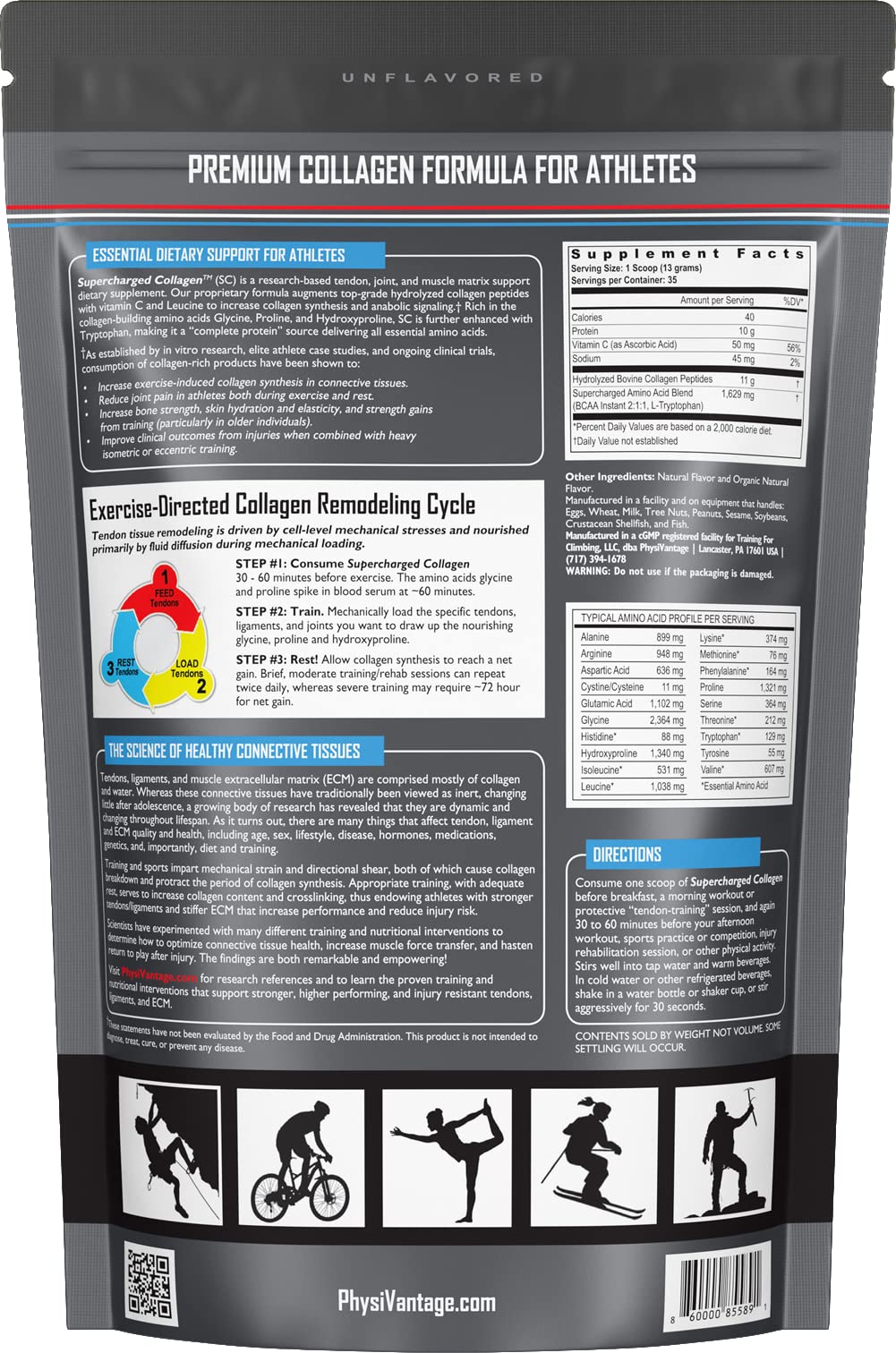 Measuring scoop with PhysiVantage collagen powder for precise daily servings.