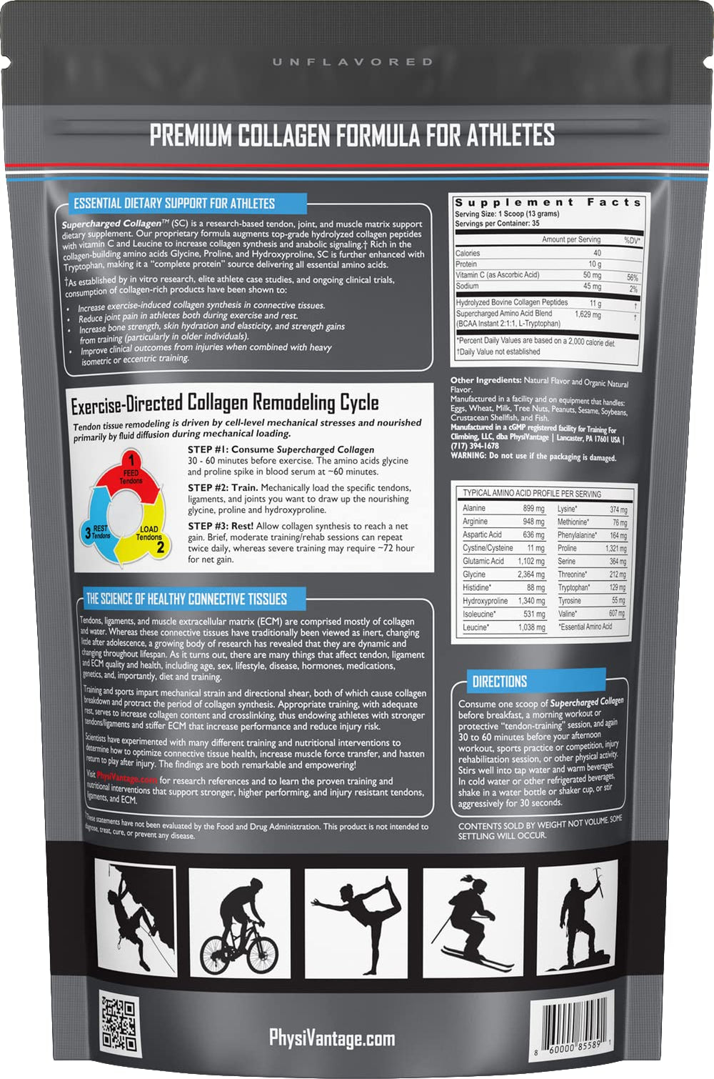 Measuring scoop with PhysiVantage collagen powder for precise daily servings.