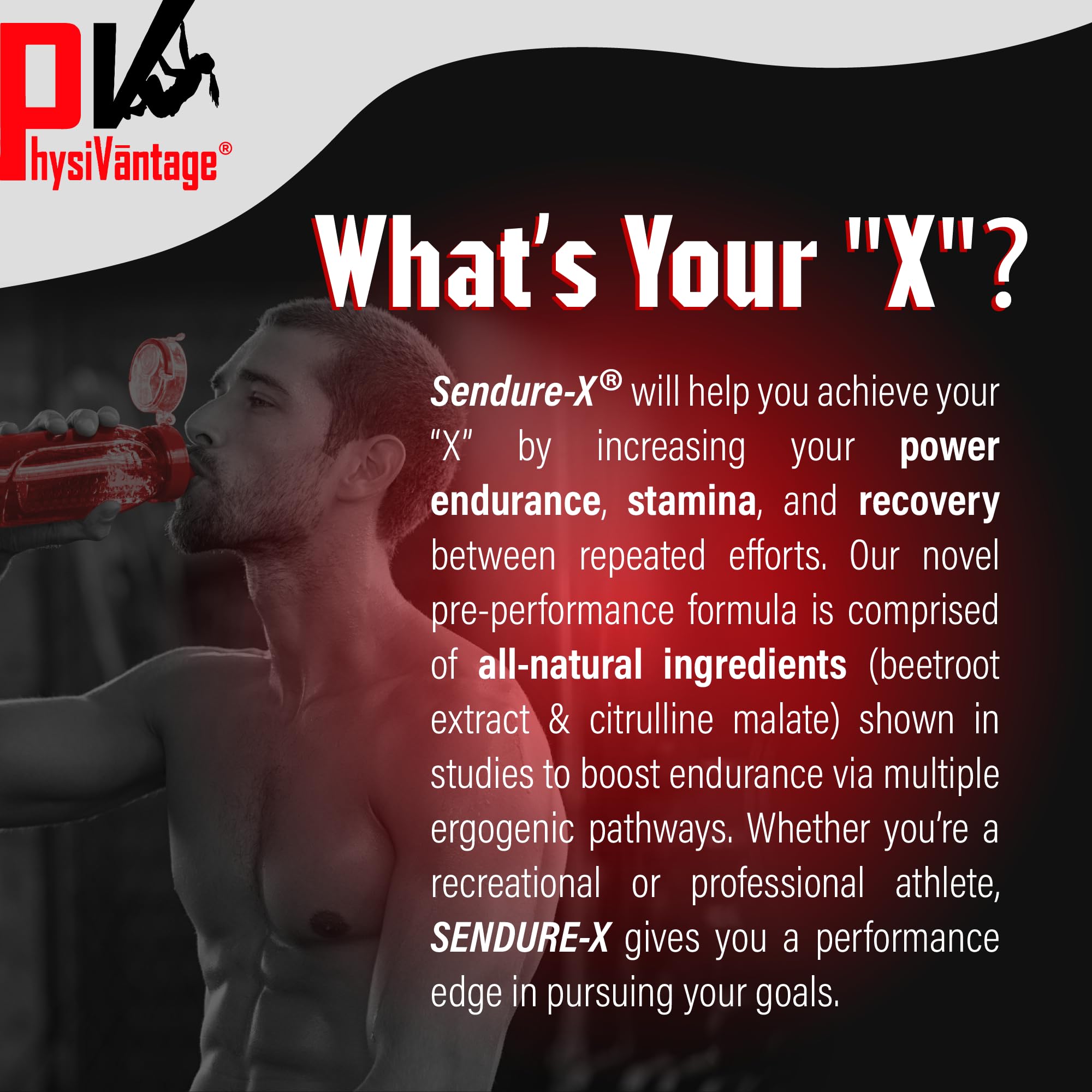 PhysiVantage Sendure-X glass of water ready to mix before training.