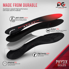Physix Gear insole highlights durable construction for long-lasting wear.