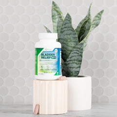 Phytage Labs Bladder Relief 911 bottle-side view for convenient daily use.
