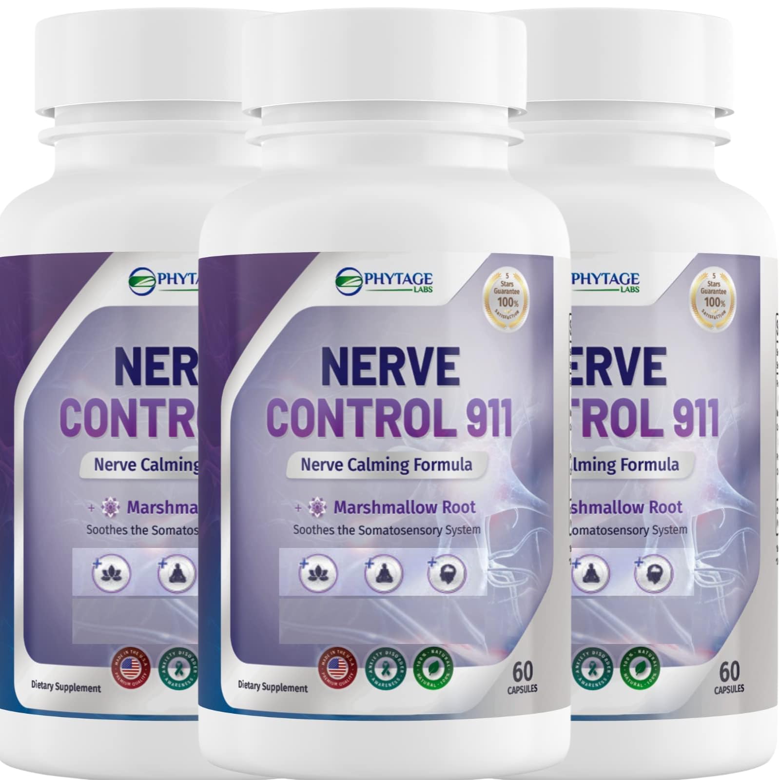 Phytage Labs Nerve Control 911 bottle with natural nerve health support