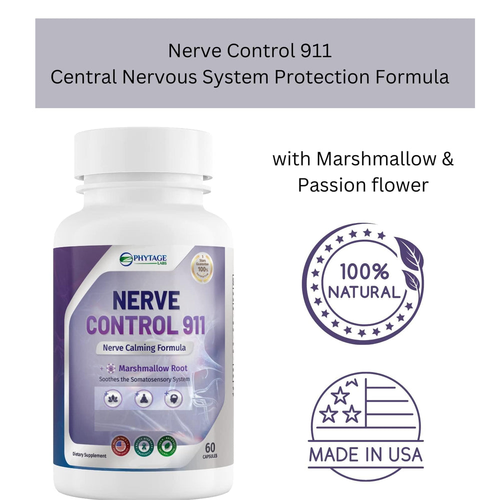Shelf display of Phytage Labs Nerve Control 911 bottles