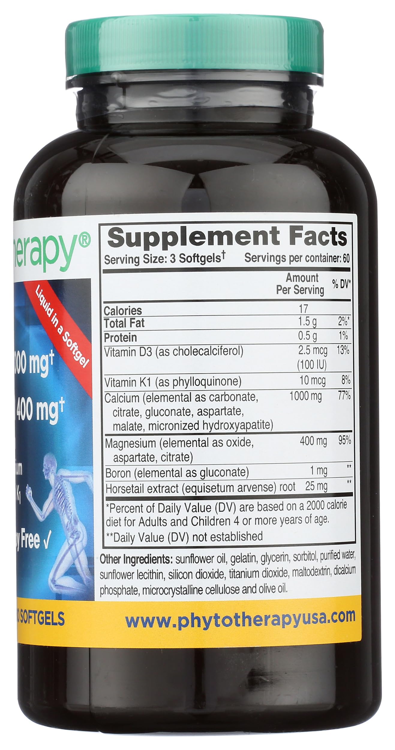 Phyto-Therapy bottle graphic highlighting D3 and K1 support.