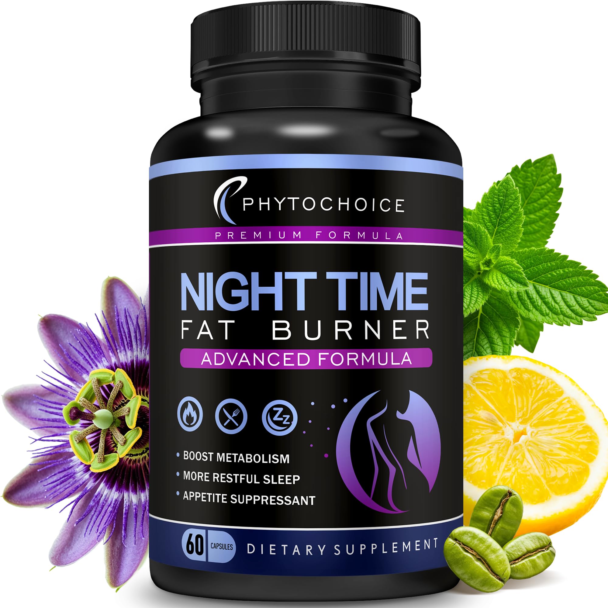 Phytochoice Night Time Fat Burner bottle ready for nightly metabolism support