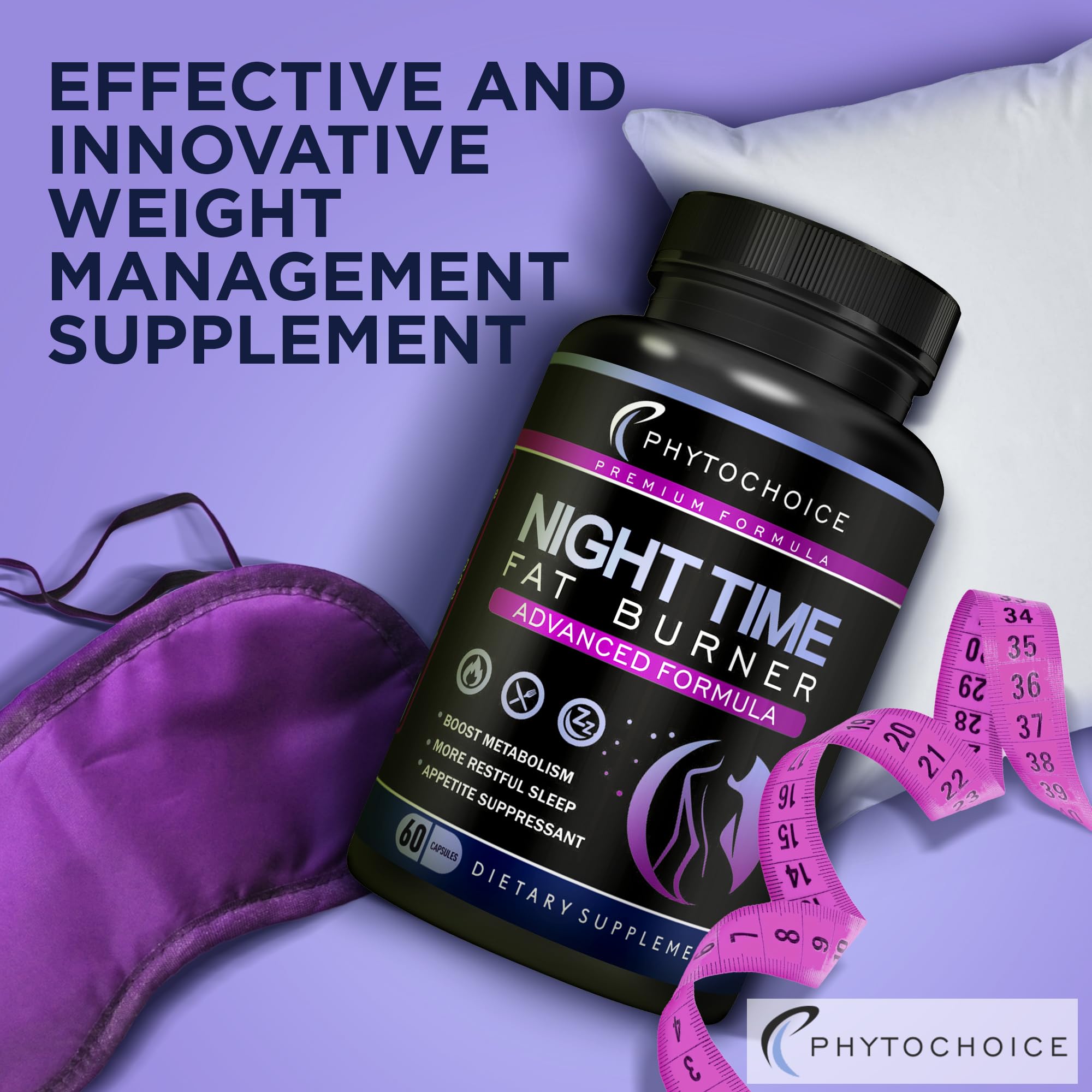 PHYTOCHOICE Fat Burner capsule close up for easy nightly use