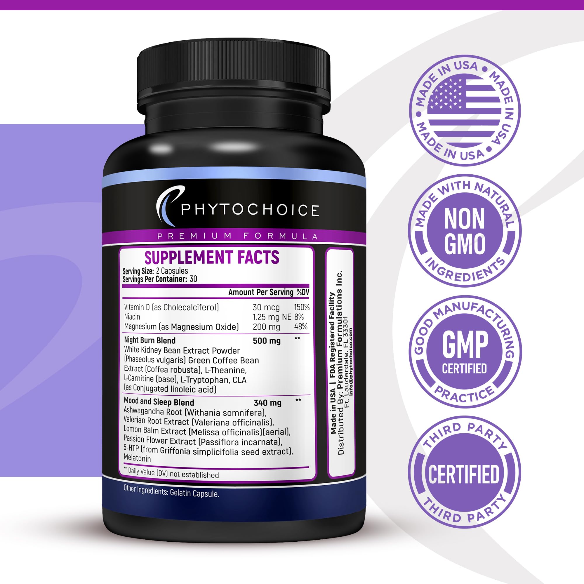 Phytochoice Night Time Fat Burner night-use scene suggesting restful sleep support