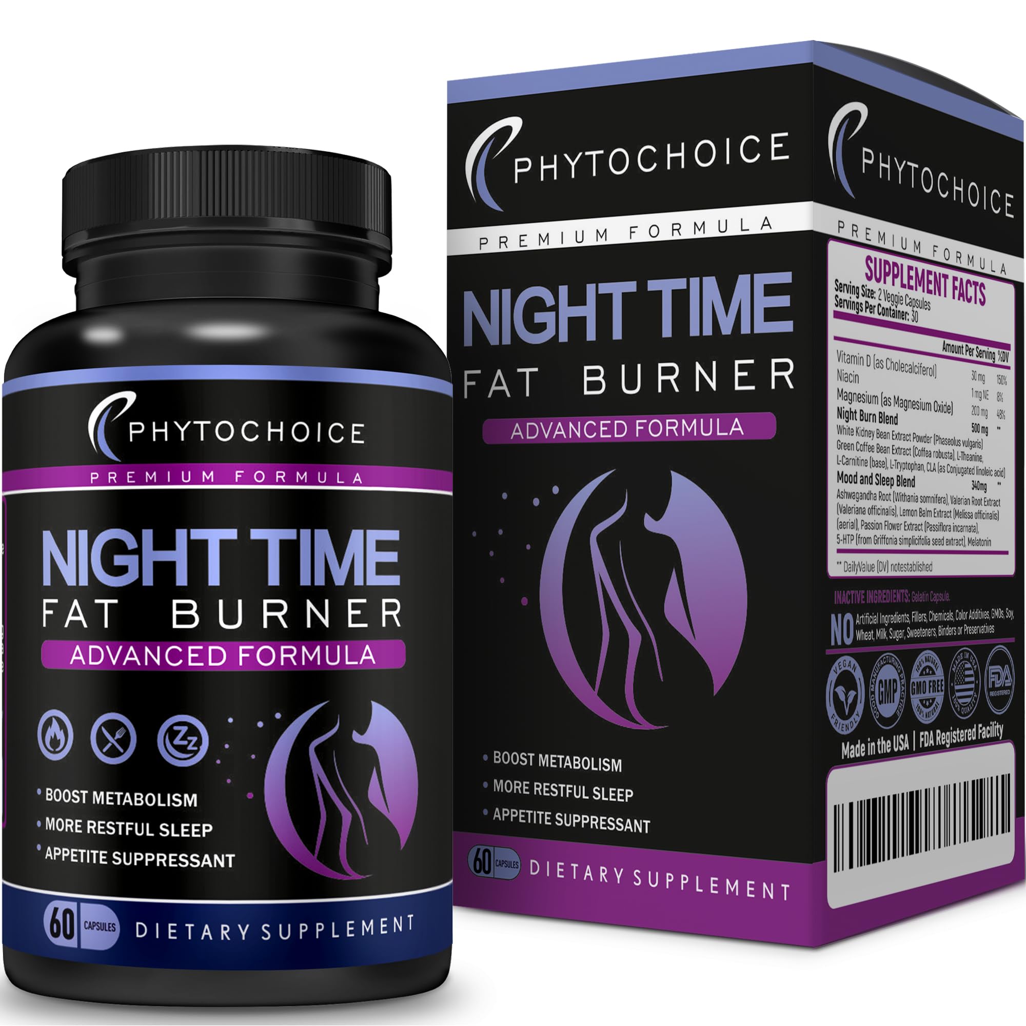Phytochoice Night Time Fat Burner product-shot conveying premium quality