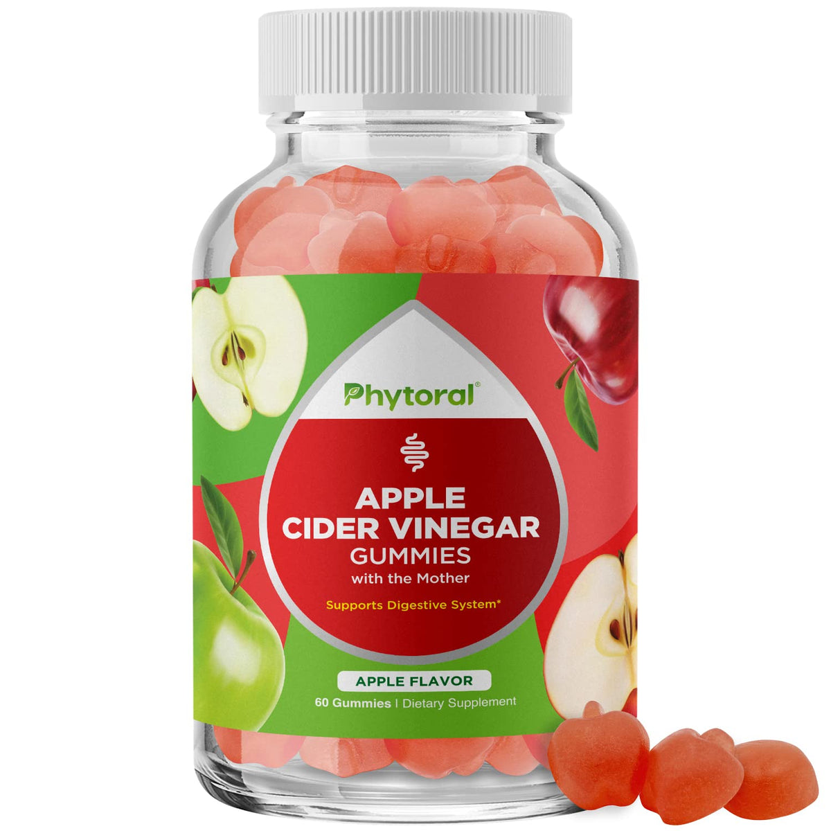Phytoral Apple Cider Vinegar Gummies bottle pour for easy daily immune and digestive support.