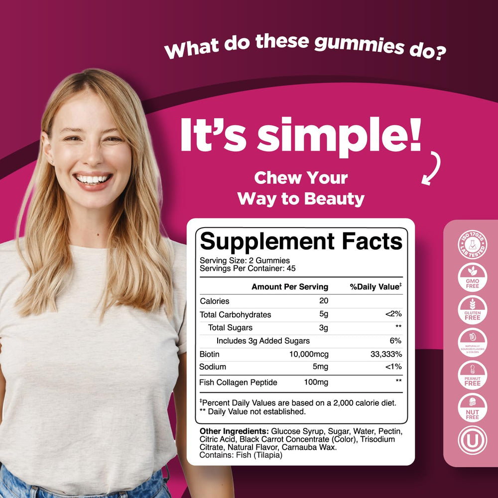 Phytoral collagen biotin gummies close-up highlighting chewy texture for daily beauty support