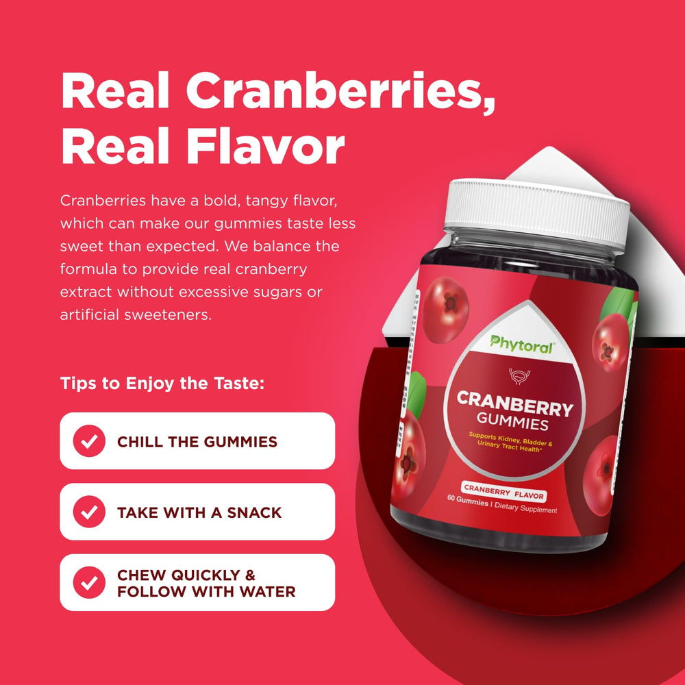 Gummies poured into a glass for convenient daily use with Phytoral