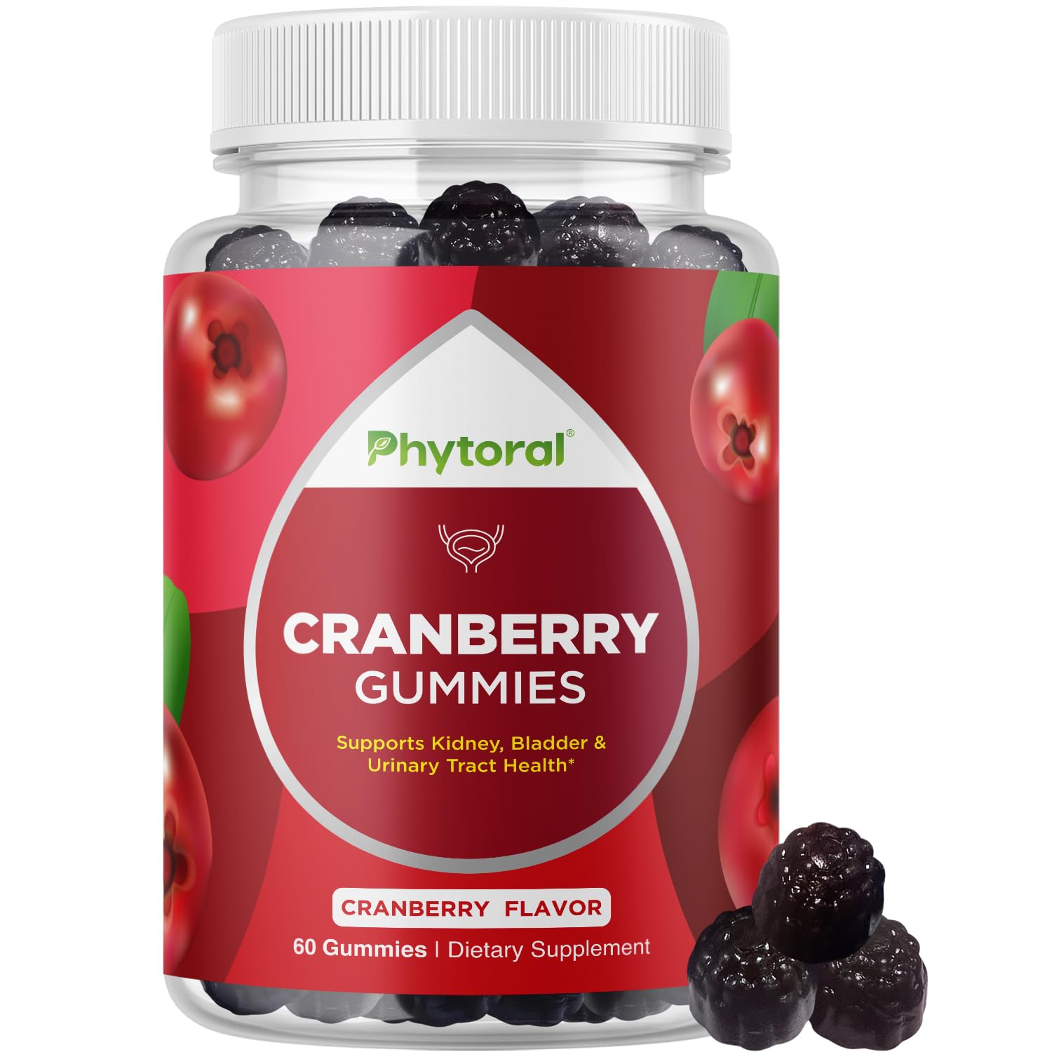 Phytoral cranberry gummies bottle for women's daily wellness