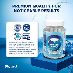 PHYTORAL diuretic capsules closeup shows compact easy-to-take daily support.