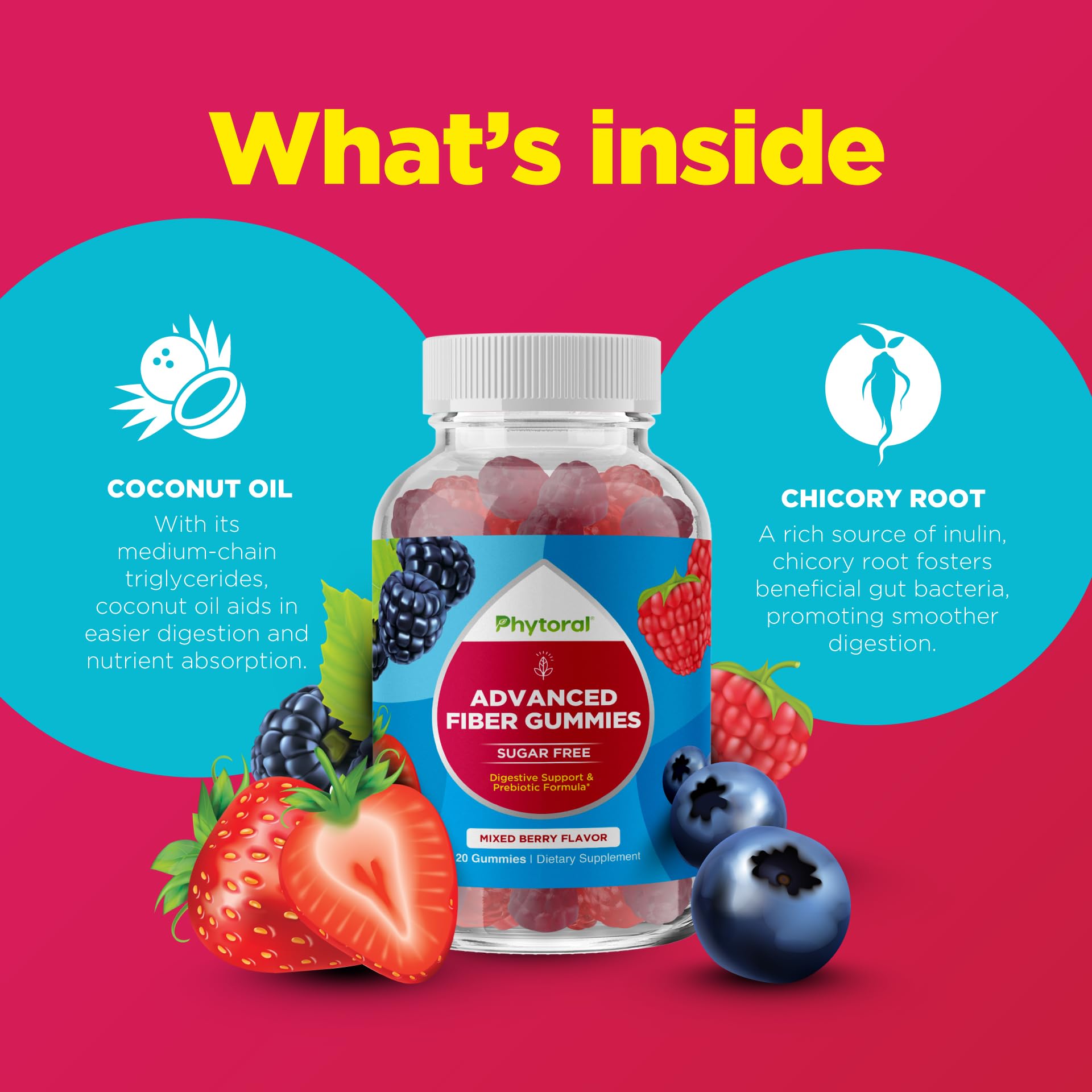 Phytoral Gummies vegan-symbol on packaging signals plant-based fiber option