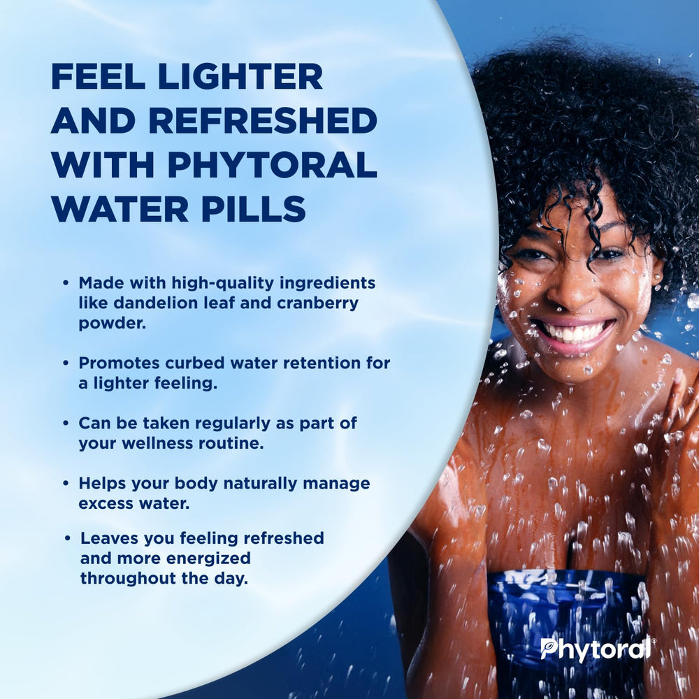 PHYTORAL glass with water and capsules implies easy mealtime use.