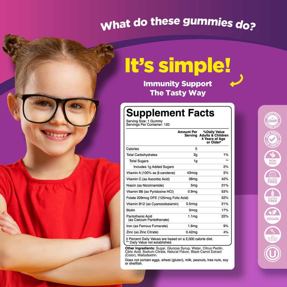 Phytoral Iron Gummies for Kids bottle back shows ingredients and use