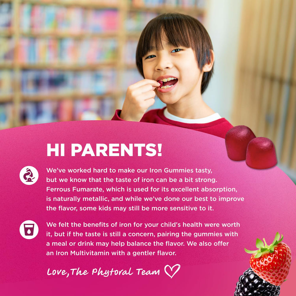Phytoral Kids Focus Gummies dispense pour demonstrating easy daily dosing