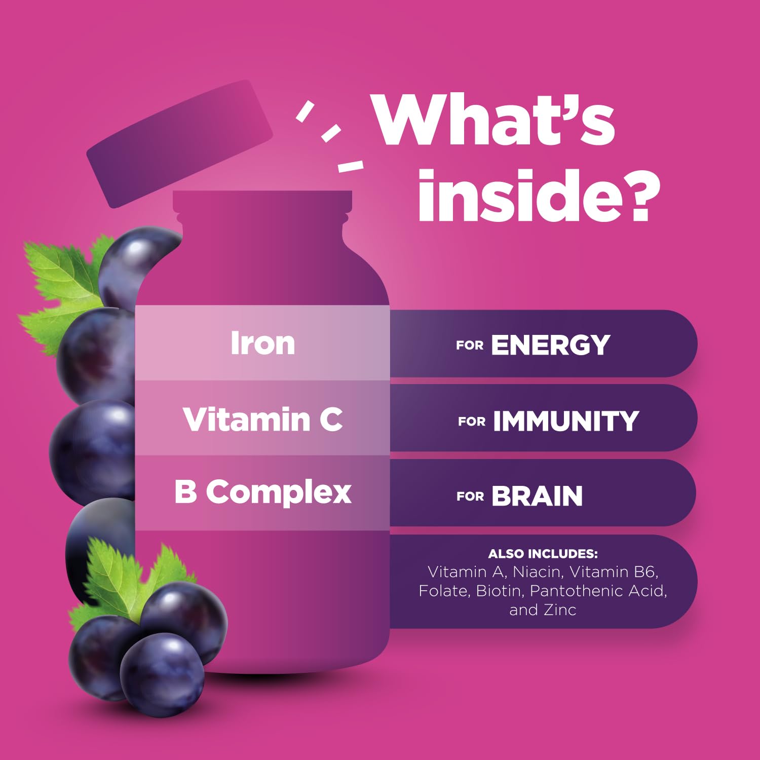 Phytoral Kids Iron Gummies packaging shows vegan and GMO-free ingredients