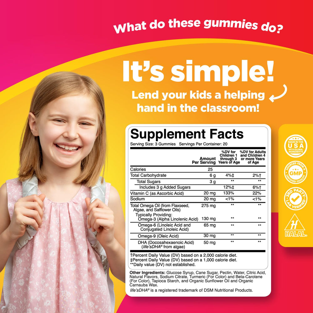 Phytoral Kids Omega DHA label emphasizes plant-based, fish-free DHA from algae