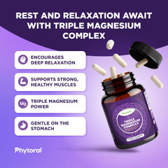 Phytoral Magnesium Complex capsules close-up highlighting triple blend