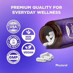Phytoral non-GMO gluten-free packaging badge on box