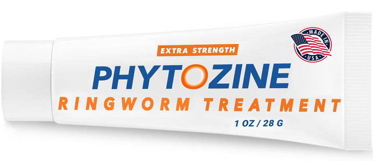 PHYTOZINE anti-fungal cream bottle with 1% Tolnaftate for targeted relief.