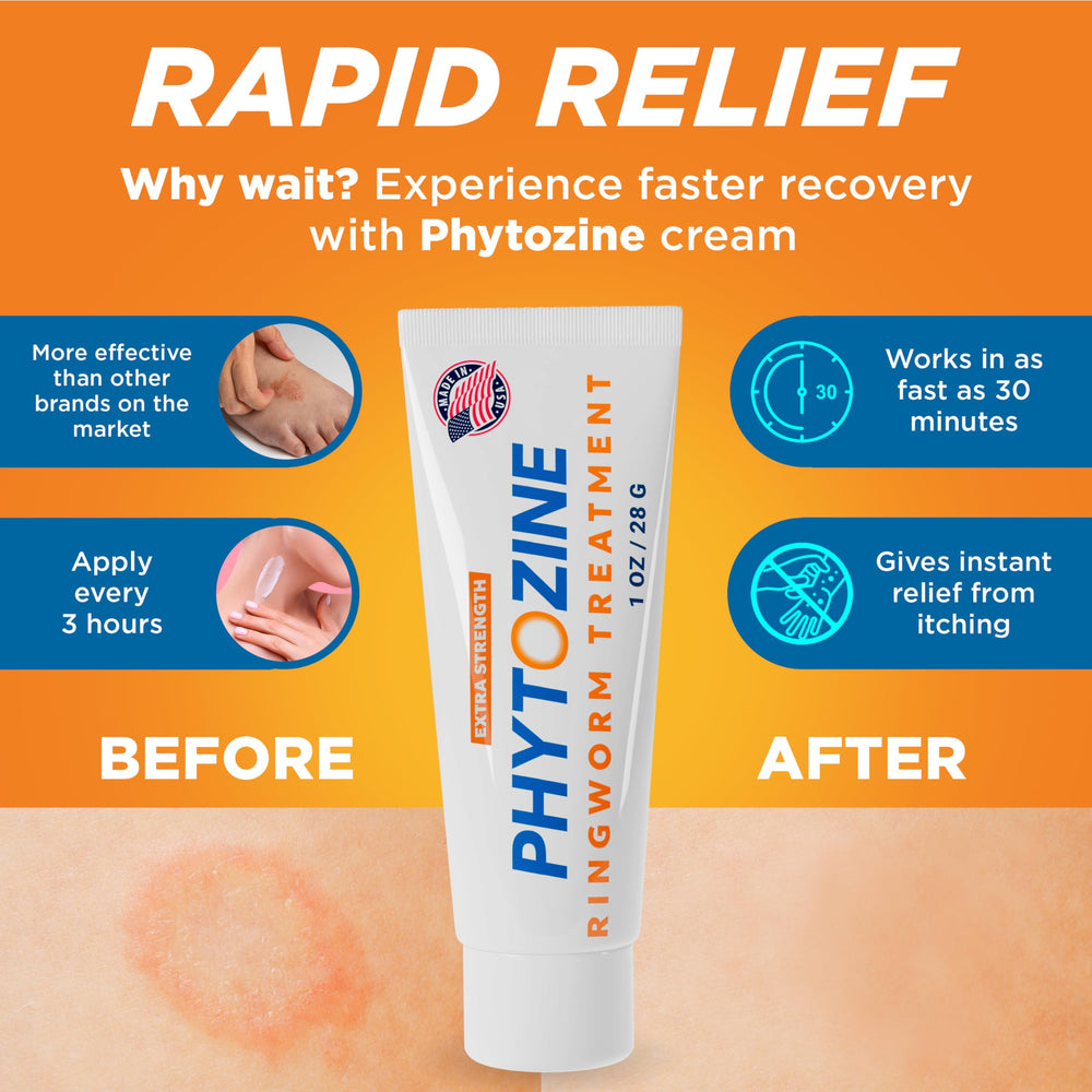 PHYTOZINE foot-care relief cream ready for on-the-go use.